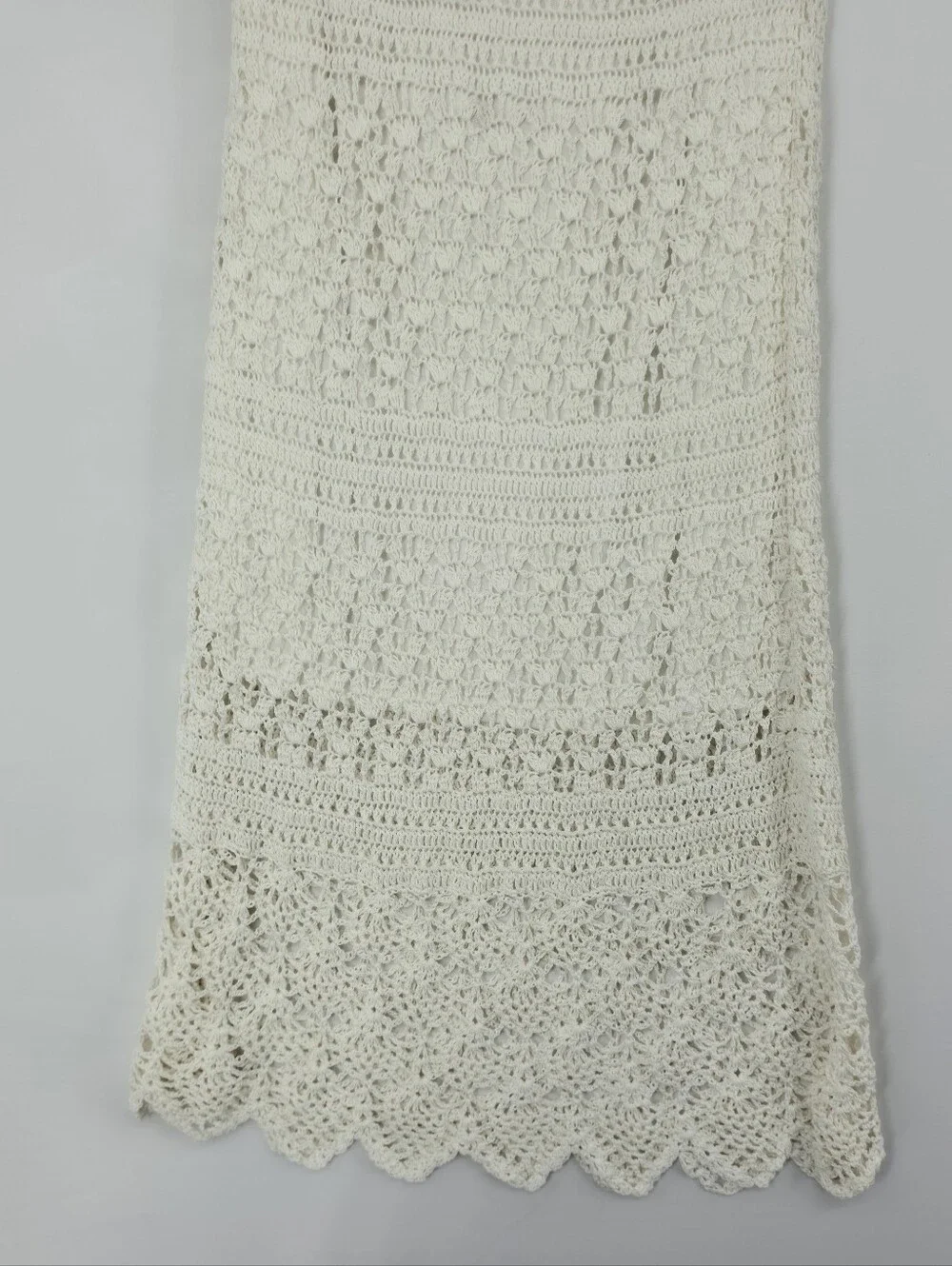 ❌️SOLD❌️M. Nicole Evening White Crochet Strapless Coastal Boho Maxi Dress Large - Picture 11 of 15